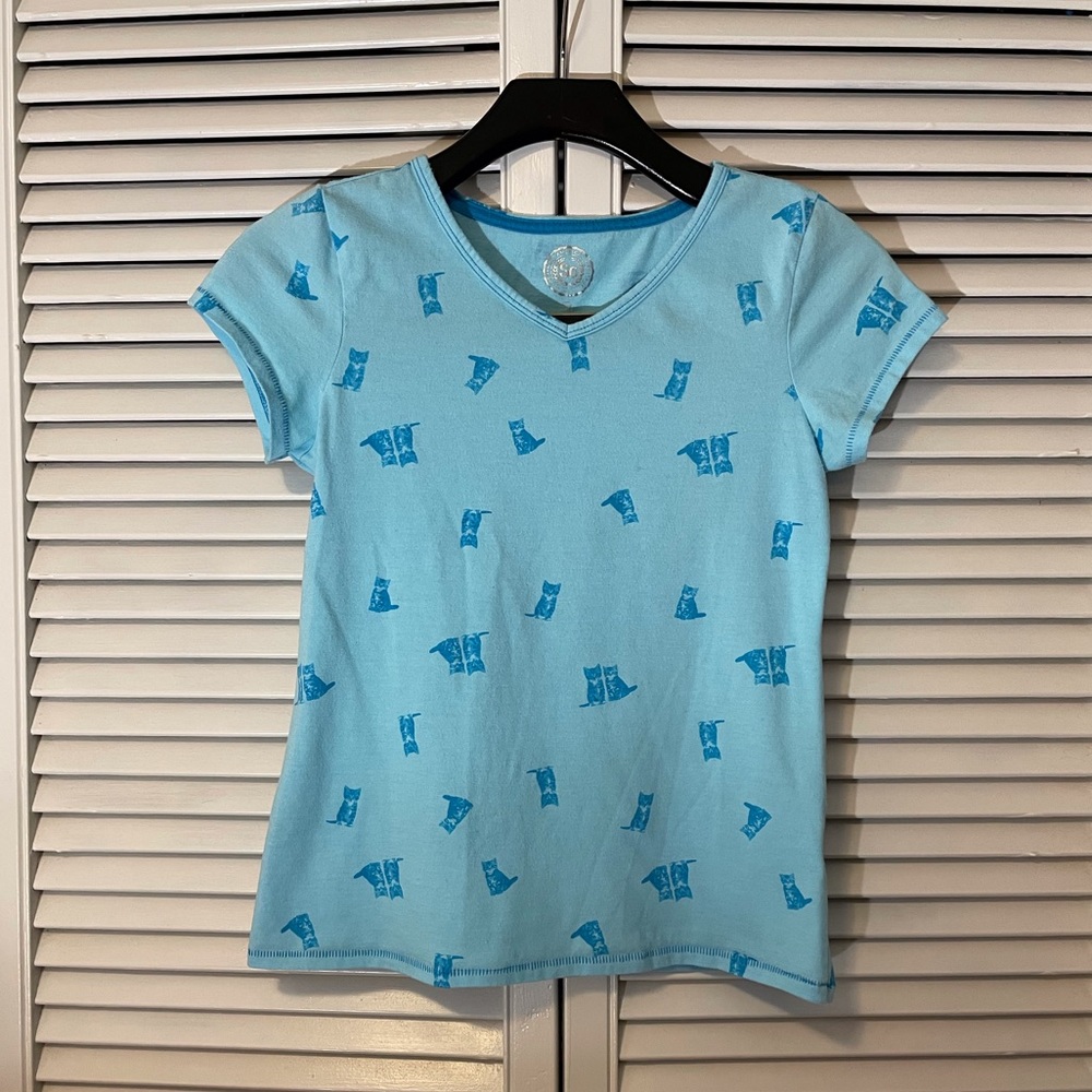SO Blue Girls Tee with Cats